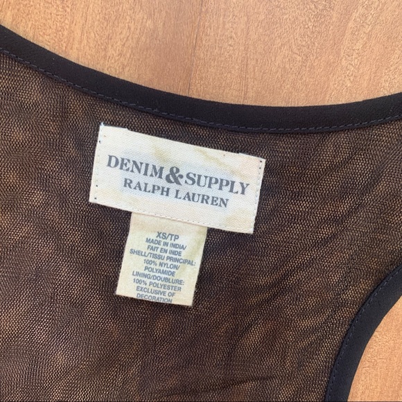 Black Sheer Beaded Sparkly Ralph Lauren Denim & Supply Tank Size xs - Picture 8 of 8